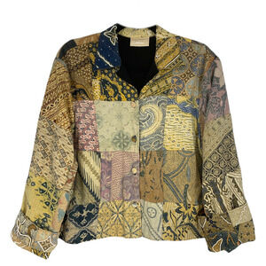 Vintage 1980's Nativewear Designs Sz L Patchwork Bohemian Jacket Topper Lined